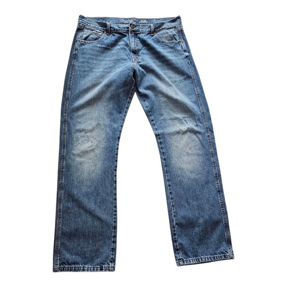 Wrangler Retro Jeans 38x34 Blue Slim Straight Western Cowboy Distress Denim